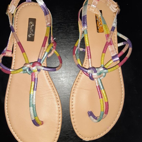 Multi-color Pink, Purple, Yellow Flats - Picture 2 of 2